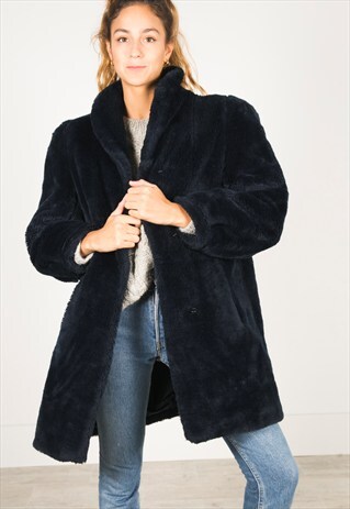 VINTAGE 80S FAUX FUR COAT / R031