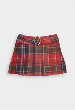 Red tartan mini skirt
