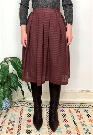 VINTAGE 80S MAROON RED CIRCLE SKIRT