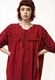 70S VINTAGE RARE AFRICAN OVERSIZED COTTON RED DRESS 5391