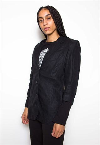 VINTAGE 80S LINEN BLAZER JACKET ID:1573