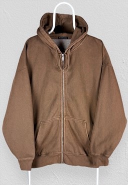 Brandy Melville Brown Hoodie Full Zip Up Oversized Mens XXL