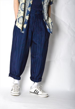 VINTAGE 70S NAVY BLUE STRIPED PANTS