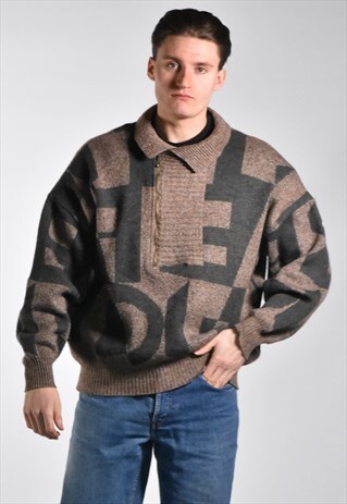 1980S HUGO BOSS QUARTER ZIP JUMPER