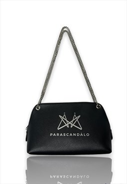 Mirror logo semilunar bag-black silver