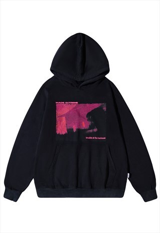 HORROR HOUSE HOODIE CREEPY PRINT PULLOVER GOTHIC JUMPER