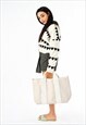 BEIGE TOP HANDLE OVERSIZED TOTE BAG
