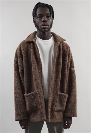 VINTAGE 90'S NAPAPIJRI BROWN HEAVY FLEECE JACKET