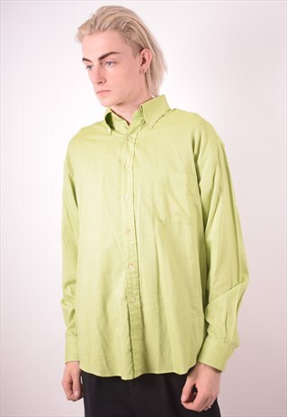 YVES SAINT LAURENT MENS VINTAGE SHIRT LARGE GREEN 90S