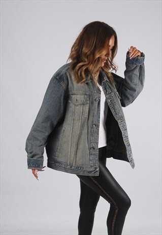 VINTAGE DENIM JACKET OVERSIZED DIRT WASH UK 20 3XL (R2G)