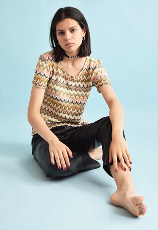 90'S RETRO BOHO FESTIVAL JAZZY ORIENTAL PATTERN TOP