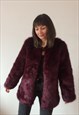 Vintage 90s Faux Fur Deep Purple Jacket