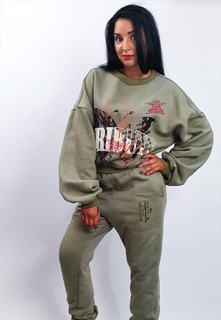 TRIBUTE SEVEN- CROPPED SWEATSHIRT/ KHAKI, GREEN OLIVE