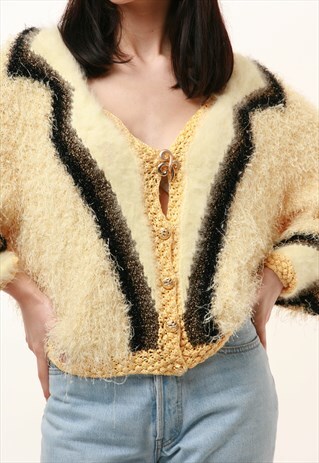 80S VINTAGE KNITWEAR BUTTONS UP OVERSIZED JUMPER 879