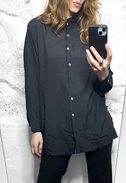Vintage Black Minimal Long Shirt / Jacket - M