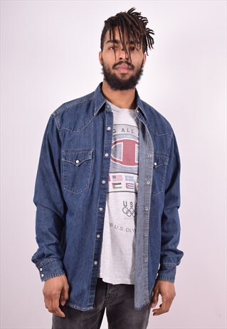 LEVI'S MENS VINTAGE DENIM SHIRT LARGE BLUE 90'S