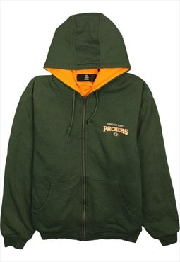 Vintage 90's NFL Hoodie Green Bay Packers Full Zip Up Green