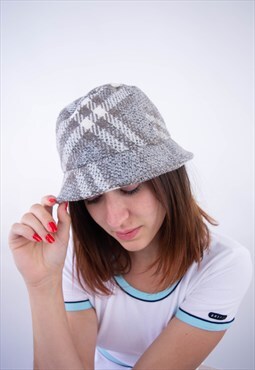 Rare Vintage Burberry Women Grey Summer Bucket Hat