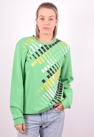 PUMA WOMENS VINTAGE SWEATSHIRT JUMPER LARGE GREEN 90'S