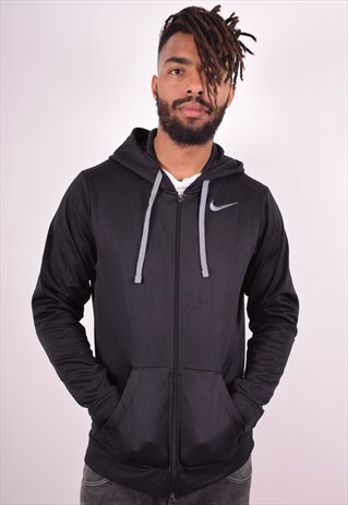 NIKE MENS VINTAGE HOODIE JACKET MEDIUM BLACK 90S