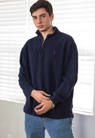 VINTAGE POLO RALPH LAUREN 1/4 ZIP SWEATSHIRT JUMPER XL 21.5