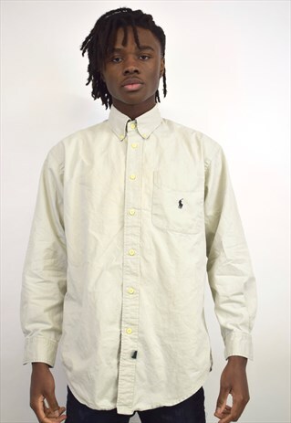 VINTAGE 90S POLO RALPH LAUREN CREAM L/S SHIRT