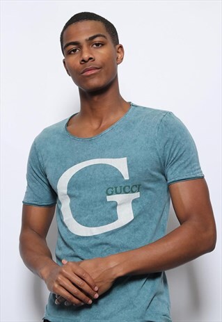 VINTAGE GUCCI BIG LOGO T-SHIRT GREEN