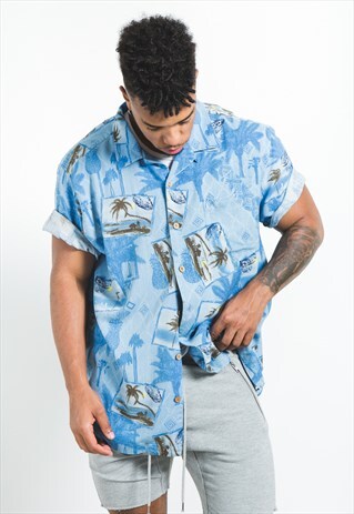VINTAGE 80S HAWAIIAN SHORT SLEEVE SHIRT / S6798