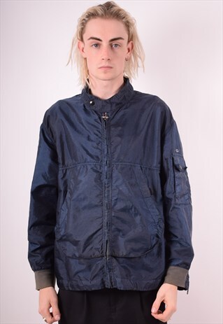 REPLAY MENS VINTAGE RAIN JACKET LARGE BLUE 90S