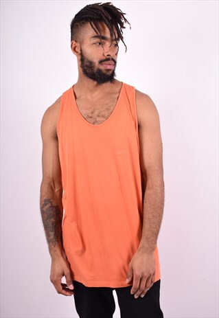 LEVI'S MENS VINTAGE VEST TOP LARGE ORANGE 90'S