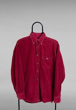 Lacoste Corduroy Button Shirt In Burgundy