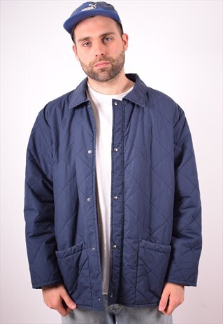 FILA MENS VINTAGE QUILTED JACKET XL BLUE 90S