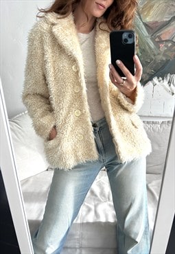 Retro Faux Fur Short ladies Coat / Jacket - M