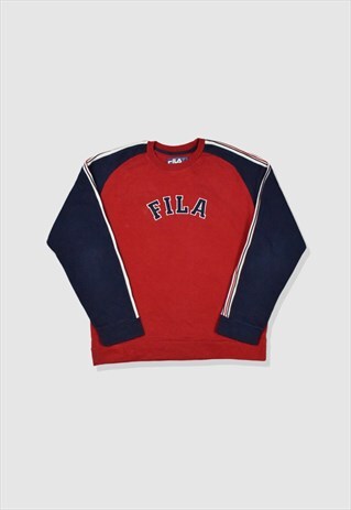 VINTAGE 90S FILA EMBROIDERED LOGO SWEATSHIRT IN RED