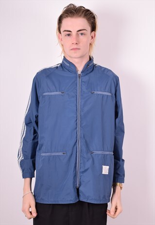 ADIDAS MENS VINTAGE JACKET MEDIUM BLUE 90S