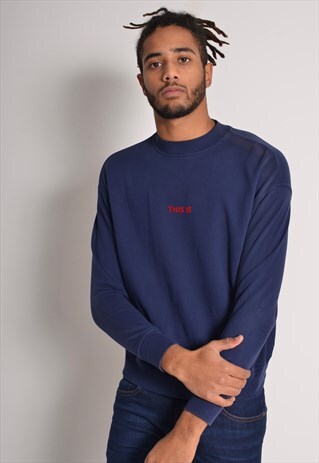VINTAGE HUGO BOSS 90'S SWEATSHIRT JUMPER BLUE