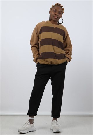 VINTAGE ADIDAS XL BROWN EMBROIDERED LOGO SWEATSHIRT