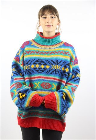 VINTAGE AMAZING COLOURFUL PATTERNED JUMPER