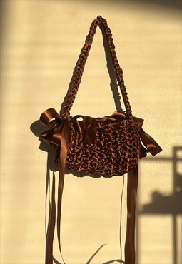 brown ribbon mini duffel bag