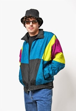 90s jacket men colourful Vintage multi windbreaker retro