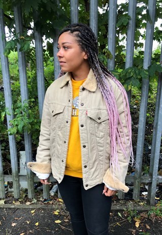 VINTAGE 90'S LEVI'S SHERPA FLEECE LINED CORD TRUCKER JACKET