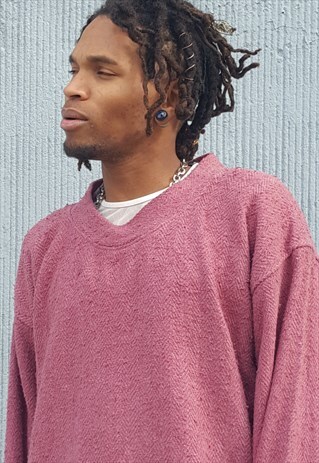 90S MINIMALIST GRUNGE SKATER V NECK BAJA SWEATSHIRT LARGE