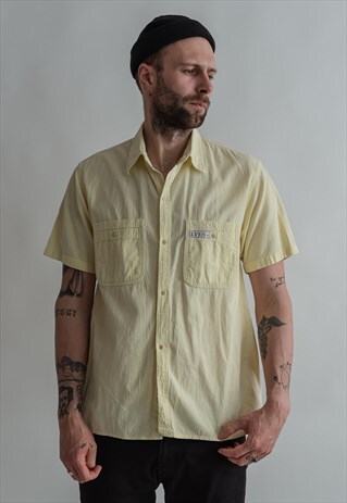 VINTAGE 80S MINIMAL PASTEL YELLOW SHIRT