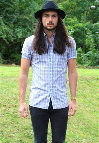VINTAGE 90S YVES SAINT LAURENT CHECKED SHIRT - SMALL - YSL