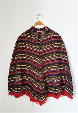 Handmade 1970s Red Wool Cape