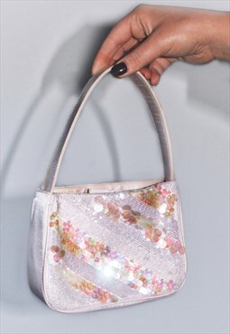 Y2K mini bag pink sequins beads holdall baby pink unisex 