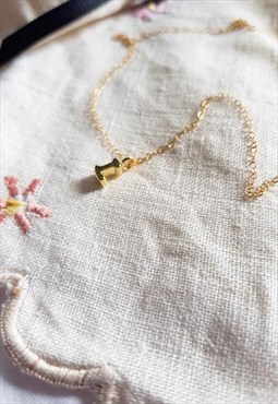 Tiny 'L' Gold Vermeil Initial Charm Necklace with Gift Pouch