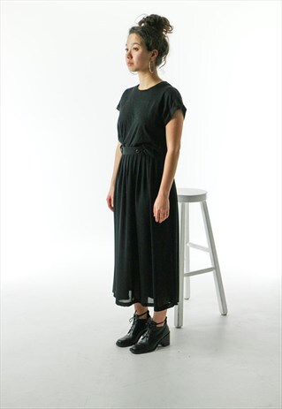 BLACK PLEATED SKIRT / ACCORDION MIDI SKIRT