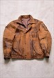Vintage 80s Brown Leather Bomber Jacket