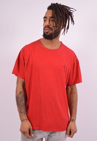 POLO RALPH LAUREN MENS VINTAGE T-SHIRT TOP XL RED 90S